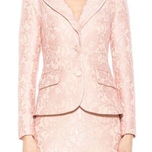 ALEXIA ADMOR Jessica Peak Lapel Lace Blazer In Blush